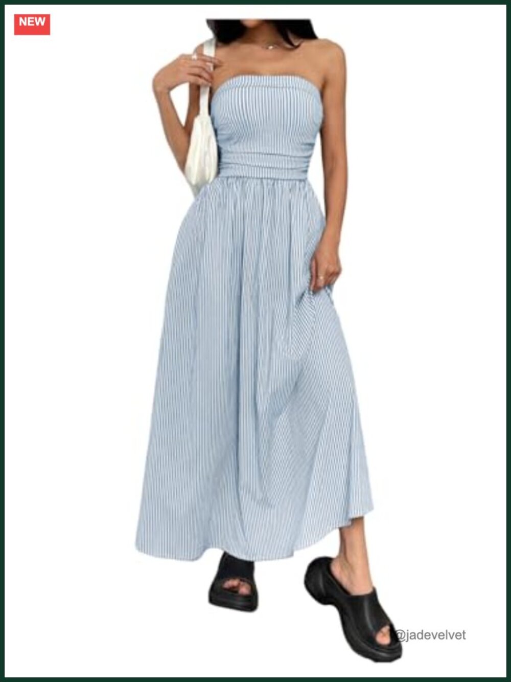 Striped Strapless Maxi Dress With Pockets Casual Summer Tube Dress